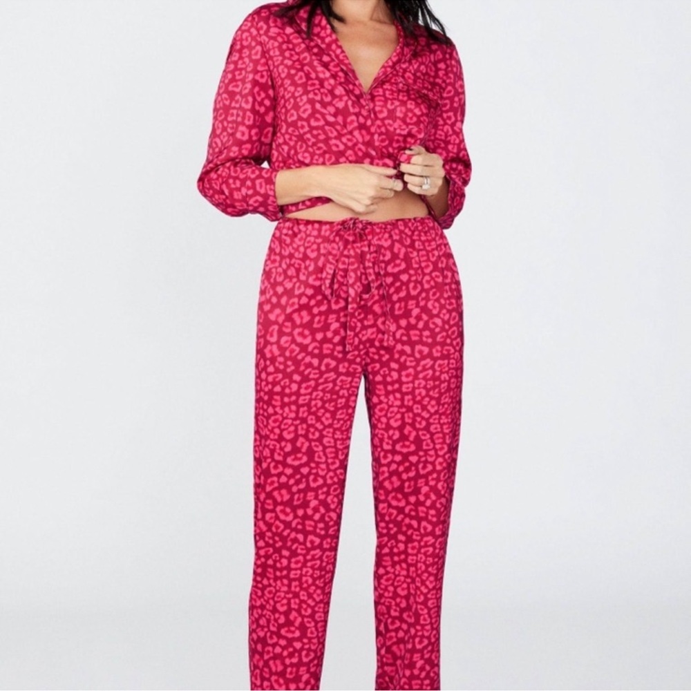 Good American Satin Cheetah Print PJ Set